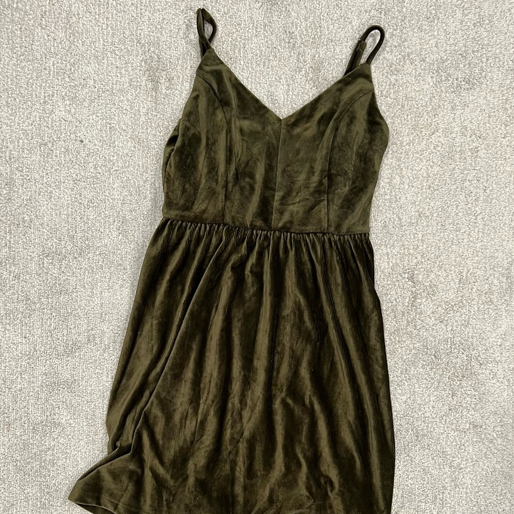 Good Luck Gem Cute Velvet Green Mini Dress L